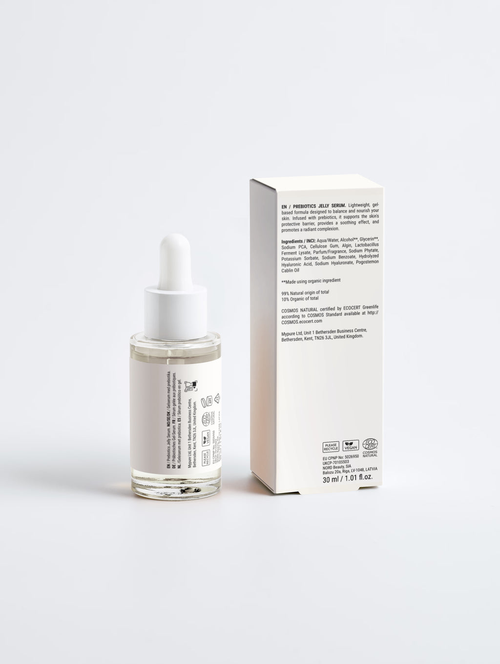 Hungi prebiotic jelly facial serum, packaging and product view, 30 ml