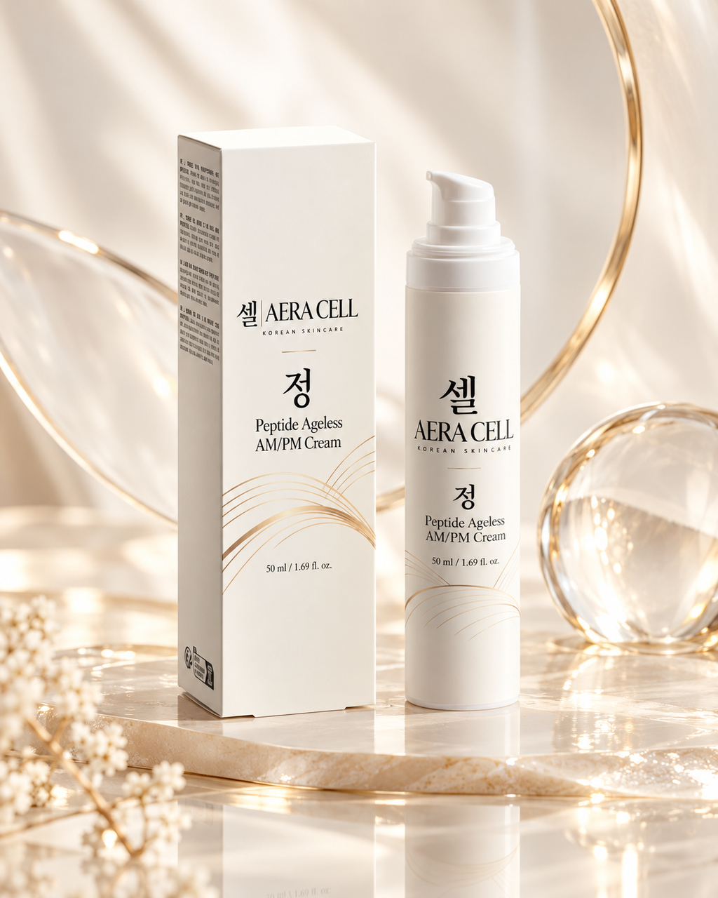Jeong Peptide Ageless AM/PM Face Cream by AERA CELL, luxury product image, 50 ml