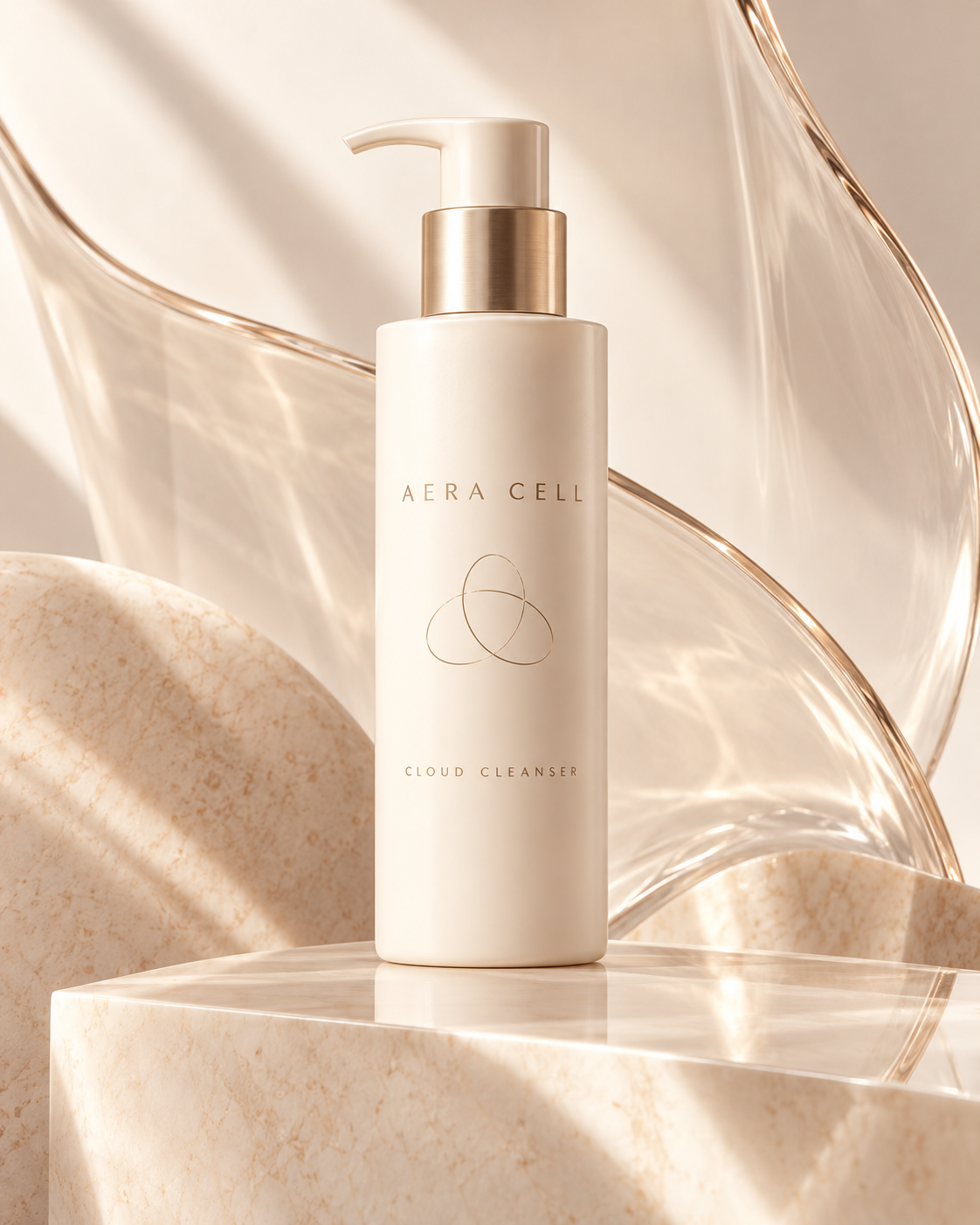 AERA CELL cleanser concept packaging mockup; final product unconfirmed