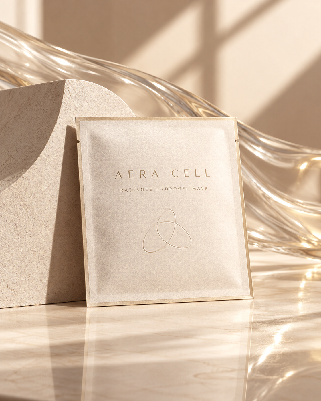 AERA CELL mask concept packaging mockup; final product unconfirmed