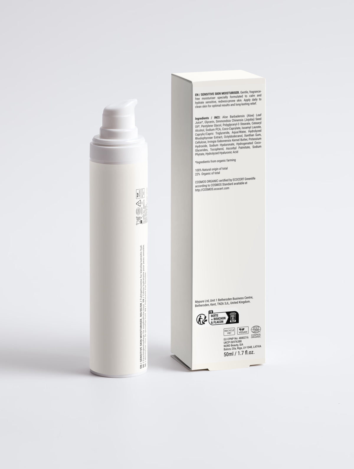 Onhwa moisturiser for sensitive skin, packaging and product view, 50 ml